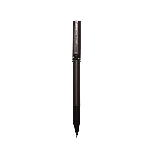 uni-ball 60025 Deluxe Stick Roller Ball Pen, Micro 0.5Mm, Black Ink, Metallic Gray Barrel, Dozen