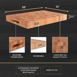 John Boos Maple Classic Reversible Wood End Grain Chopping Block, 20"x 15" x 2.25