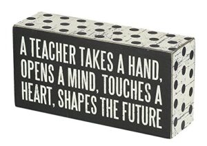 primitives by kathy 21495 polka dot trimmed box sign, 3" x 6", a teacher shapes the future