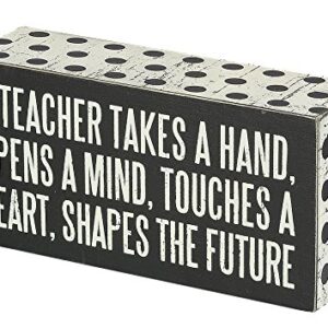 Primitives by Kathy 21495 Polka Dot Trimmed Box Sign, 3" x 6", A Teacher Shapes the Future
