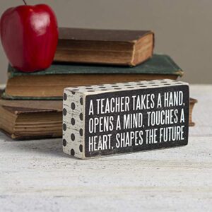 Primitives by Kathy 21495 Polka Dot Trimmed Box Sign, 3" x 6", A Teacher Shapes the Future