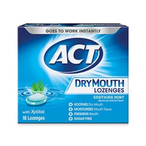 act dry mouth lozenges with xylitol 18 count (pack of 6) soothing mint