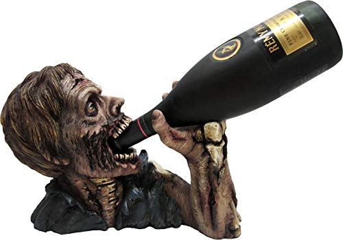 DWK Elixir of the Undead Zombie Wine and Beverage Bottle Holder Display Rack for Halloween Home Decor and Kitchen, 12-inch