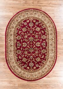 well woven barclay sarouk red traditional area rug 5'3" x 6'10" oval