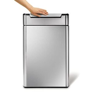 simplehuman 48 Liter / 12.7 Gallon Touch-Bar Dual Compartment Kitchen Recycling Trash Can, Brushed Stainless Steel