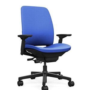 Steelcase Amia Ergonomic Office Chair with Adjustable Back Tension and Arms | Flexible Lumbar with Sliding Seat | Black Frame and Buzz2 Blue Fabric