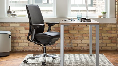 Steelcase Amia Ergonomic Office Chair with Adjustable Back Tension and Arms | Flexible Lumbar with Sliding Seat | Black Frame and Buzz2 Blue Fabric