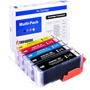 ink4work compatible ink cartridge replacement for canon pgi-250xl pgi250 xl cl-251xl cli251 xl pixma ip7220 ip8720 ix6820 mg5420 mg5422 mg5520 mg5522 mx722 mx922 (5-pack)