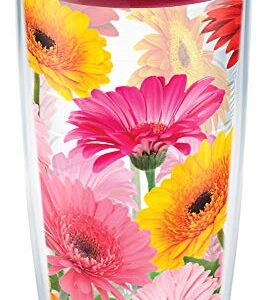 Tervis Gerbera Daisies Made in USA Double Walled Insulated Tumbler Travel Cup Keeps Drinks Cold & Hot, 16oz, Classic