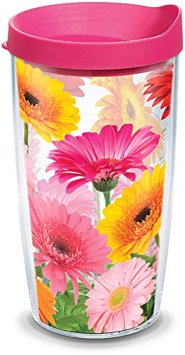 Tervis Gerbera Daisies Made in USA Double Walled Insulated Tumbler Travel Cup Keeps Drinks Cold & Hot, 16oz, Classic