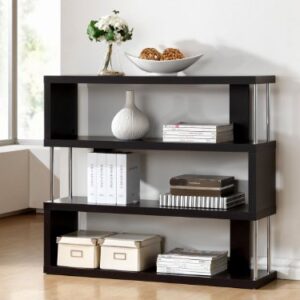 Baxton Studio, Dark Brown Barnes 3-Shelf Modern Bookcase