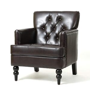 christopher knight home malone leather club chair, brown 28d x 29.5w x 33.5h inch