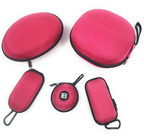 CASEBUDi Oval Hard Shell Headphone Carrying Case | Travel Pouch Protection Compatible with Foldable Headphones | Pink Ballistic Nylon