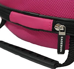 CASEBUDi Oval Hard Shell Headphone Carrying Case | Travel Pouch Protection Compatible with Foldable Headphones | Pink Ballistic Nylon