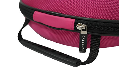 CASEBUDi Oval Hard Shell Headphone Carrying Case | Travel Pouch Protection Compatible with Foldable Headphones | Pink Ballistic Nylon