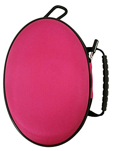 CASEBUDi Oval Hard Shell Headphone Carrying Case | Travel Pouch Protection Compatible with Foldable Headphones | Pink Ballistic Nylon