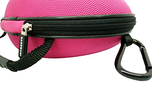 CASEBUDi Oval Hard Shell Headphone Carrying Case | Travel Pouch Protection Compatible with Foldable Headphones | Pink Ballistic Nylon