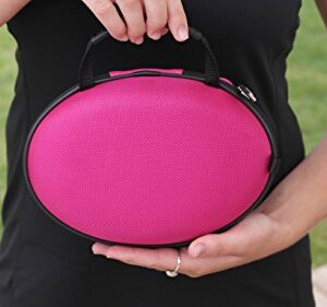 CASEBUDi Oval Hard Shell Headphone Carrying Case | Travel Pouch Protection Compatible with Foldable Headphones | Pink Ballistic Nylon