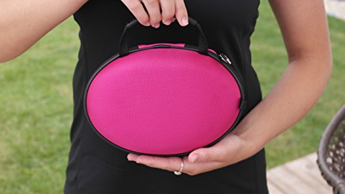 CASEBUDi Oval Hard Shell Headphone Carrying Case | Travel Pouch Protection Compatible with Foldable Headphones | Pink Ballistic Nylon