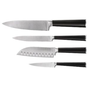 Ginsu Chikara Series Forged 5-Piece Japanese Steel Knife Set – Cutlery Set with 420J Stainless Steel Kitchen Knives – Toffee Finish Block, 07135DS