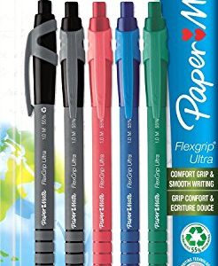 Paper Mate Flexgrip Ultra Retractable Ballpont Pens, Medium Point 1.0mm, Assorted, Pack of 5