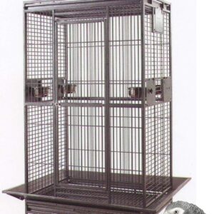 Large Elegant and Durable Wrought Iron Double Ladders Open Play Top Bird Parrot Rolling Cage, Include Seed Guard