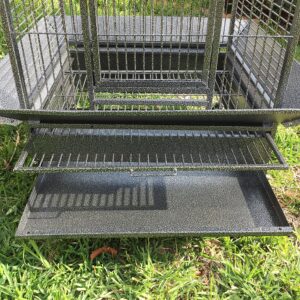 Large Elegant and Durable Wrought Iron Double Ladders Open Play Top Bird Parrot Rolling Cage, Include Seed Guard