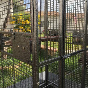 Large Elegant and Durable Wrought Iron Double Ladders Open Play Top Bird Parrot Rolling Cage, Include Seed Guard