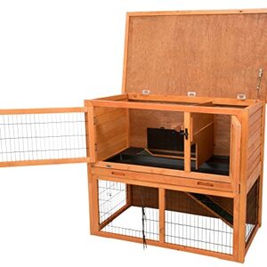 TRIXIE Pet Products Rabbit Hutch with Sloped Roof, Small, Glazed Pine