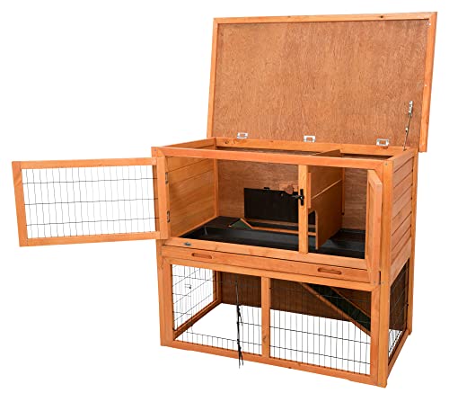 TRIXIE Pet Products Rabbit Hutch with Sloped Roof, Small, Glazed Pine