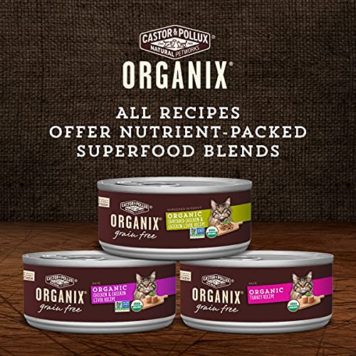 Castor & Pollux Organix Grain Free Organic Chicken & Chicken Liver Recipe All Life Stages Canned Cat Food (24) 3oz cans