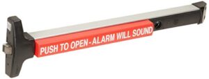 detex v40eb62836 rim exit device for 36" wide door, exit alarm with 9 volt battery, clear anodized aluminum finish
