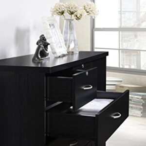 Hodedah 7 Drawer Jumbo Chest, Five Large Drawers, Two Smaller Drawers with Two Lock, Hanging Rod, and Three Shelves | Black