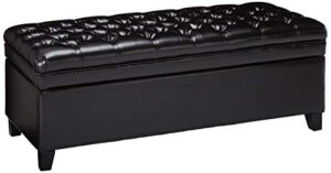 christopher knight home hastings tufted leather storage ottoman, espresso