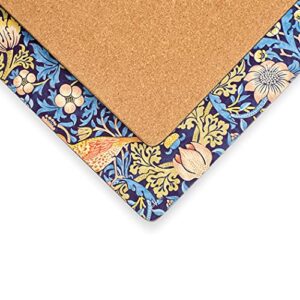 Pimpernel Morris & Co Strawberry Thief Blue Collection Placemats | Set of 4 | Heat Resistant Mats | Cork-Backed Board | Hard Placemat Set for Dining Table | Measures 15.7” x 11.7”