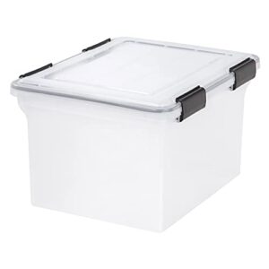 iris® letter/legal size weather-tight file box, 10 9/10"h x 14 1/2"w x 17 7/8"d, clear