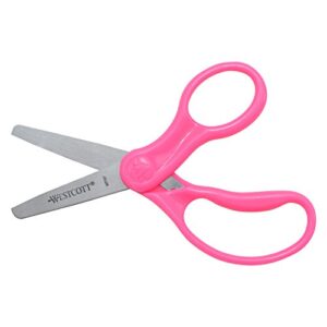 Westcott 15967 Right- and Left-Handed Scissors, Classic Kids' Scissors, Ages 4-8, 5-Inch Blunt Tip, Neon Pink