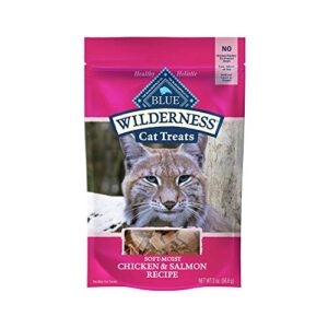 blue buffalo wilderness grain free soft-moist cat treats, chicken & salmon 2-oz bag