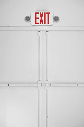 Hubbell Lighting CCRRC Emergency Exit Sign, Remote Compatible Combination Emergency Light and Exit Sign for Stair-Wells, Hallways, Offices, 2 Fully Adjustable LED Heads, White with Red EXIT Letters