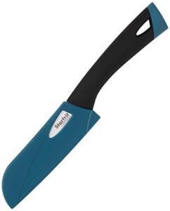 starfrit 093872-003-new1 5" ceramic santoku knife with protective sheath, white/black, one size