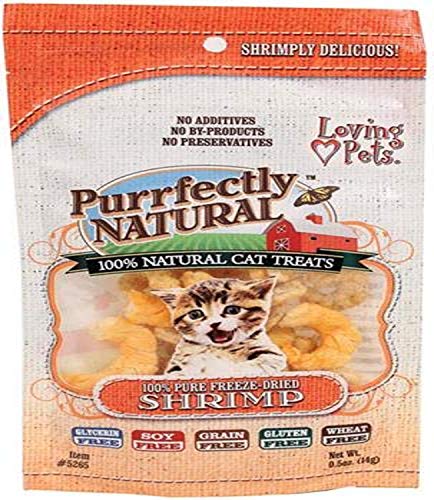 Loving Pets Purrfectly Natural Freeze Dried Shrimp Treats For Cats, 0.5-Ounce
