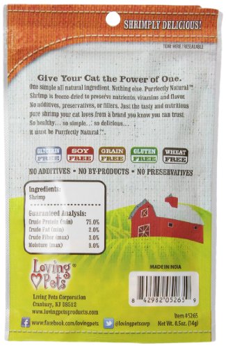 Loving Pets Purrfectly Natural Freeze Dried Shrimp Treats For Cats, 0.5-Ounce