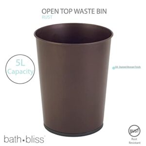 Bath Bliss 5 Liter Small Wastebasket | Round Open Top | Trash Can | Bathroom | Bedroom | Kitchen | Office | Dorm | Disposal Waste Bin | Garbage | Oil Rubbed Bronze