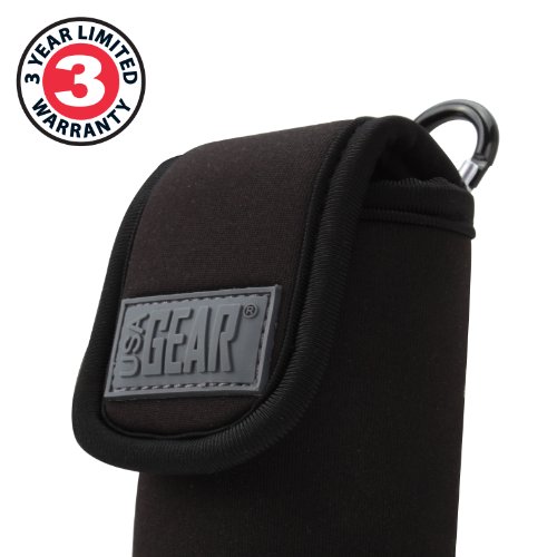 USA GEAR Flip Phone Case Belt Pouch Compatible with Jitterbug Flip 2, Alcatel GO Flip, Nokia 2780 Flip, Tracfone TCL Flip 2, and More - Neoprene Phone Pouch, Belt Loop, Carabiner Clip, Easy Access