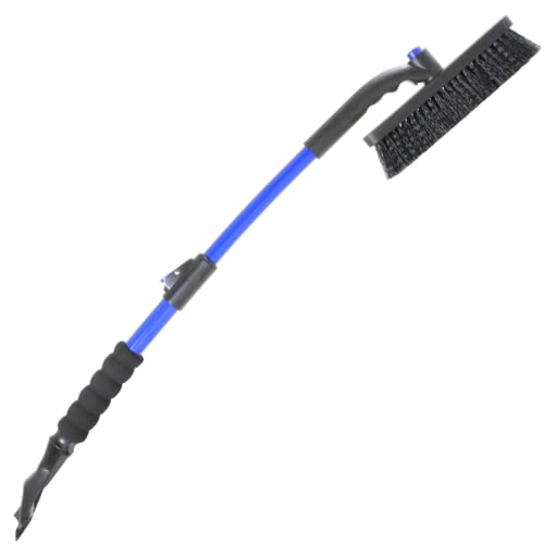 SubZero 14035 35" Crossover Super Duty Extendable Snowbroom with Pivoting Head and Integrated Ice Scraper, Blue