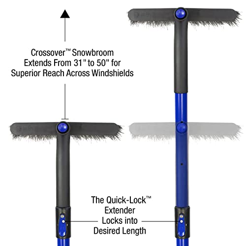 SubZero 14039 50" Crossover Super Duty Extendable Snowbroom with Pivoting Head and Integrated Ice Scraper , Black/Blue