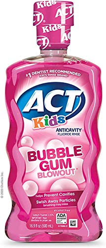 ACT Kids Anticavity Fluoride Mouthwash, Bubble Gum Blow Out 16.9 oz. (Pack of 4)