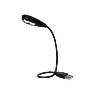 i2 gear usb reading lamp with 2 led lights and flexible gooseneck - 2 brightness settings and on/off switch for notebook laptop, desktop, pc and mac computer keyboard (black)