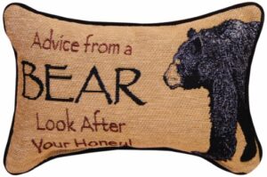 manual the lodge collection reversible throw pillow, 12.5 x 8.5-inch, advice from a bear x your true nature