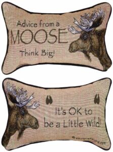 manual the lodge collection reversible throw pillow, 12.5 x 8.5-inch, advice from a moose x your true nature